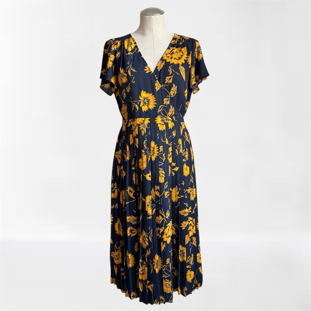 J.Crew Printed pleated midi wrap dress